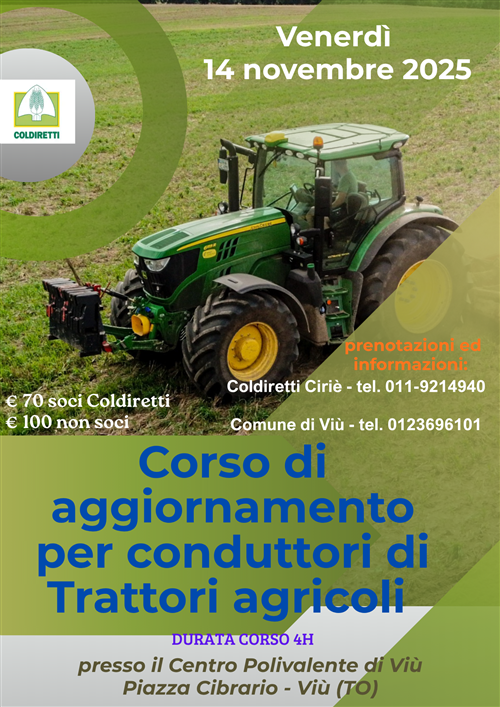 Corso di aggiornamento per conduzione trattori agricoli